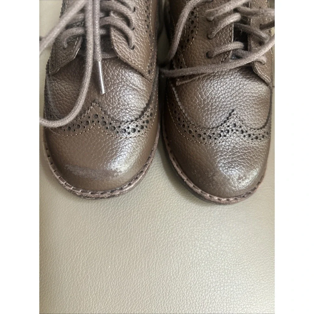 Janie and Jack Boys Size 9 Brown Leather Wingtip Brown Dressy Casual Shoes